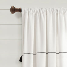 Load image into Gallery viewer, Farmhouse Boho Stripe Woven Tassel Yarn Dyed Recycled Cotton Blend Window Curtain Panel Set
