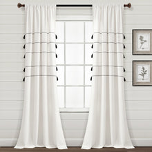 Load image into Gallery viewer, Farmhouse Boho Stripe Woven Tassel Yarn Dyed Recycled Cotton Blend Window Curtain Panel Set
