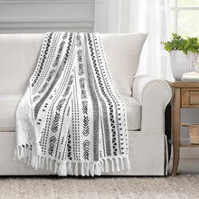 Load image into Gallery viewer, Hygge Stripe Cotton Slub Tassel Fringe Throw
