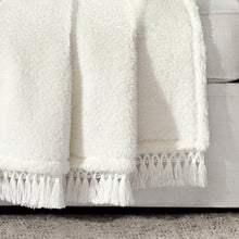 Load image into Gallery viewer, Sherpa Tassel Fringe Throw
