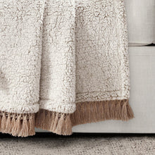 Load image into Gallery viewer, Sherpa Tassel Fringe Throw
