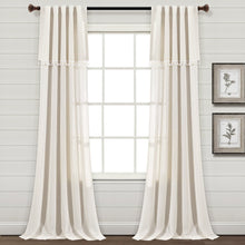 Load image into Gallery viewer, Ivy Tassel Faux Linen Window Curtain Panel Set
