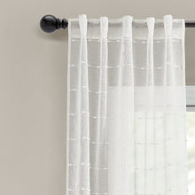 Carregar imagem no visualizador da galeria, Farmhouse Textured Sheer Back Tab Rod Pocket Window Curtain Panel Set
