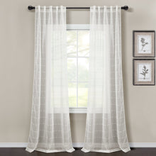 Carregar imagem no visualizador da galeria, Farmhouse Textured Sheer Back Tab Rod Pocket Window Curtain Panel Set
