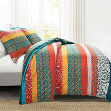 Cargar imagen en el visor de la galería, Boho Stripe Cotton Reversible Duvet Cover Set
