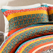 Cargar imagen en el visor de la galería, Boho Stripe Cotton Reversible Duvet Cover Set
