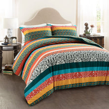 Cargar imagen en el visor de la galería, Boho Stripe Cotton Reversible Duvet Cover Set
