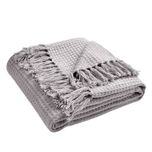 Load image into Gallery viewer, Waffle Cotton Knit Tassel Fringe Throw
