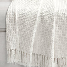 Load image into Gallery viewer, Waffle Cotton Knit Tassel Fringe Throw
