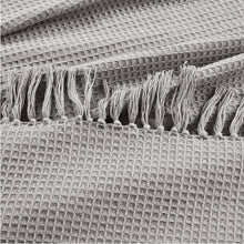 Cargar imagen en el visor de la galería, Waffle Cotton Knit Tassel Fringe Blanket/Coverlet
