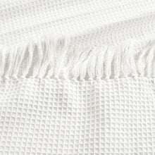 Cargar imagen en el visor de la galería, Waffle Cotton Knit Tassel Fringe Blanket/Coverlet
