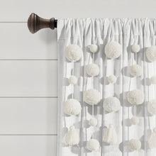 Load image into Gallery viewer, Boho Pom Pom Tassel Faux Linen Window Curtain Panel
