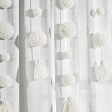 Load image into Gallery viewer, Boho Pom Pom Tassel Faux Linen Window Curtain Panel
