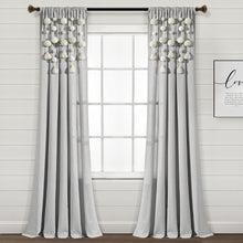 Load image into Gallery viewer, Boho Pom Pom Tassel Faux Linen Window Curtain Panel
