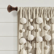 Load image into Gallery viewer, Boho Pom Pom Tassel Faux Linen Window Curtain Panel
