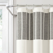 Load image into Gallery viewer, Stitched Woven Stripe Yarn Dyed Recycled Cotton Blend Shower Curtain
