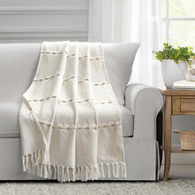 Cargar imagen en el visor de la galería, Herringbone Stripe Yarn Dyed Cotton Woven Tassel Throw
