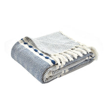 Cargar imagen en el visor de la galería, Herringbone Stripe Yarn Dyed Cotton Woven Tassel Throw
