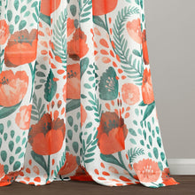 Load image into Gallery viewer, Poppy Garden Sheer Window Curtain Panel Set
