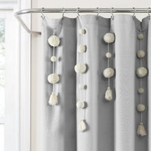 Cargar imagen en el visor de la galería, Boho Pom Pom Tassel Faux Linen Shower Curtain
