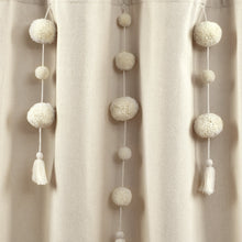 Cargar imagen en el visor de la galería, Boho Pom Pom Tassel Faux Linen Shower Curtain
