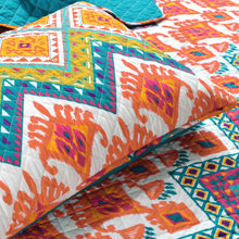 Load image into Gallery viewer, Boho Chevron Reversible Cotton Quilt 3 Piece Set
