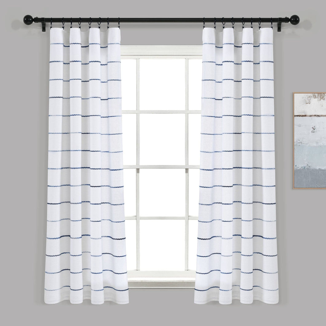 Ombre Stripe Yarn Dyed Recycled Cotton Blend Window Curtain Panel Set