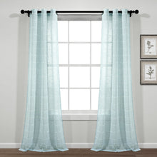 Carregar imagem no visualizador da galeria, Farmhouse Textured Grommet Sheer Window Curtain Panel Set
