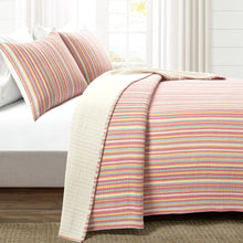 Load image into Gallery viewer, Tracy Stripe Pick Stitch Kantha Yarn Dyed Cotton Woven Quilt/Coverlet Set
