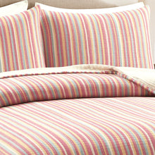 Cargar imagen en el visor de la galería, Tracy Stripe Pick Stitch Kantha Yarn Dyed Cotton Woven Quilt/Coverlet Set
