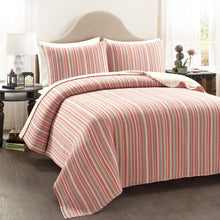 Load image into Gallery viewer, Tracy Stripe Pick Stitch Kantha Yarn Dyed Cotton Woven Quilt/Coverlet Set
