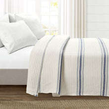 Load image into Gallery viewer, Farmhouse Stripe Kantha Pick Stitch Yarn Dyed Cotton Woven Blanket/Quilt/Coverlet
