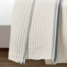 Load image into Gallery viewer, Farmhouse Stripe Kantha Pick Stitch Yarn Dyed Cotton Woven Blanket/Quilt/Coverlet
