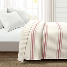 Cargar imagen en el visor de la galería, Farmhouse Stripe Kantha Pick Stitch Yarn Dyed Cotton Woven Blanket/Quilt/Coverlet
