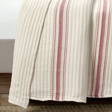 Cargar imagen en el visor de la galería, Farmhouse Stripe Kantha Pick Stitch Yarn Dyed Cotton Woven Blanket/Quilt/Coverlet
