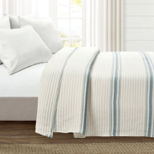 Load image into Gallery viewer, Farmhouse Stripe Kantha Pick Stitch Yarn Dyed Cotton Woven Blanket/Quilt/Coverlet
