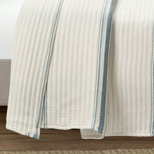 Load image into Gallery viewer, Farmhouse Stripe Kantha Pick Stitch Yarn Dyed Cotton Woven Blanket/Quilt/Coverlet
