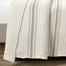 Load image into Gallery viewer, Farmhouse Stripe Kantha Pick Stitch Yarn Dyed Cotton Woven Blanket/Quilt/Coverlet
