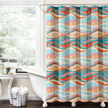 Load image into Gallery viewer, Hailey Watercolor Wave Cotton Shower Curtain
