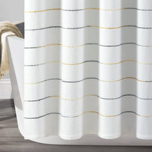 Load image into Gallery viewer, Ombre Stripe Yarn Dyed Recycled Cotton Blend Shower Curtain
