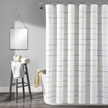 Load image into Gallery viewer, Ombre Stripe Yarn Dyed Recycled Cotton Blend Shower Curtain
