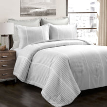 Load image into Gallery viewer, Drew Stripe Silver-Infused Antimicrobial Comforter 5 Piece Set
