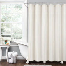 Load image into Gallery viewer, Drew Stripe Silver-Infused Antimicrobial Shower Curtain
