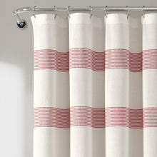 Load image into Gallery viewer, Tucker Stripe Yarn Dyed Knotted Tassel Shower Curtain
