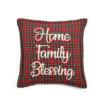 Load image into Gallery viewer, Home Family Blessing Plaid Embroidery Script Decorative Pillow Cover
