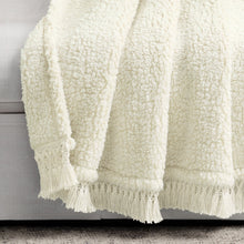 Load image into Gallery viewer, Sherpa Tassel Fringe Throw
