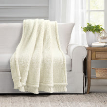 Load image into Gallery viewer, Sherpa Tassel Fringe Throw
