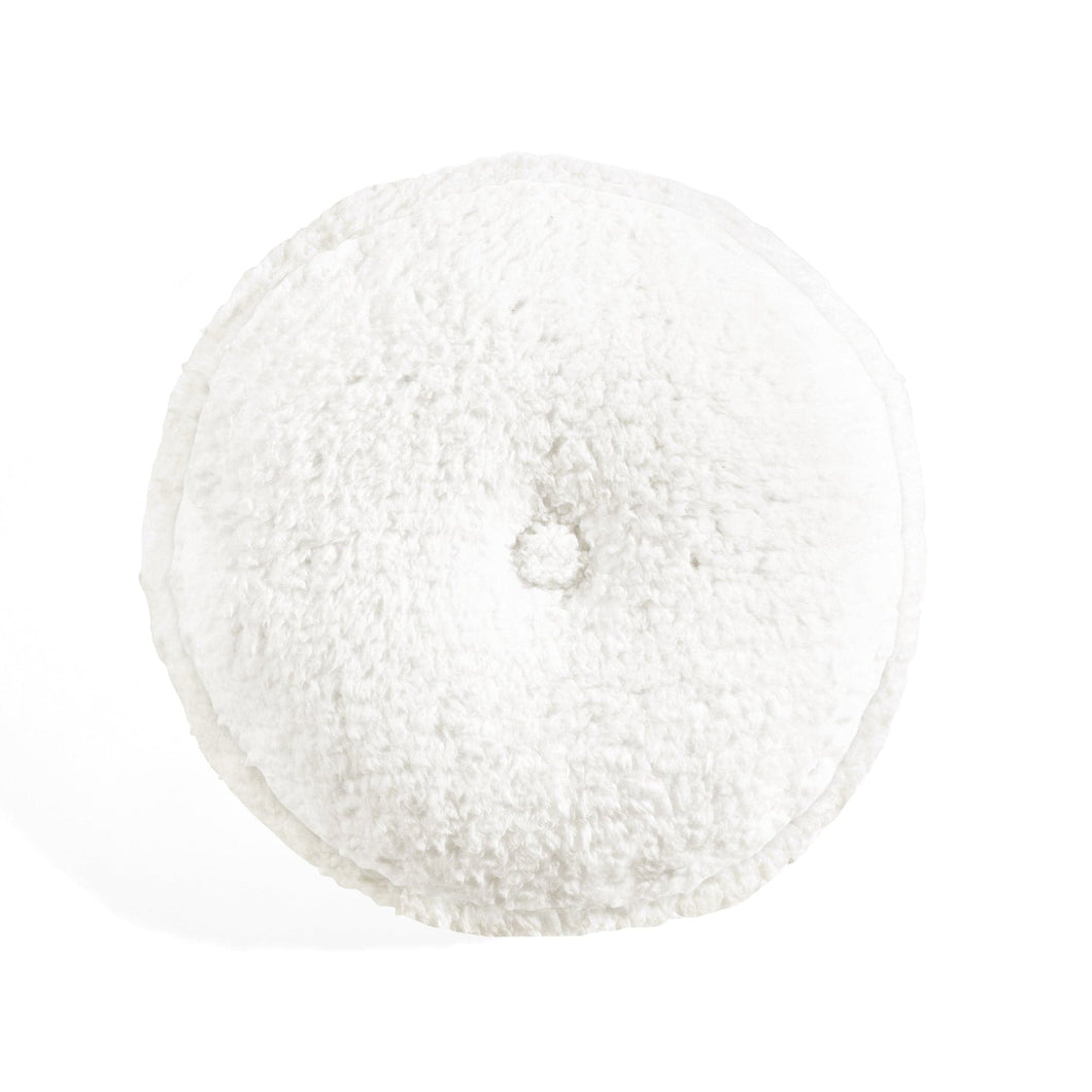 Button Soft Sherpa Round Throw Pillow