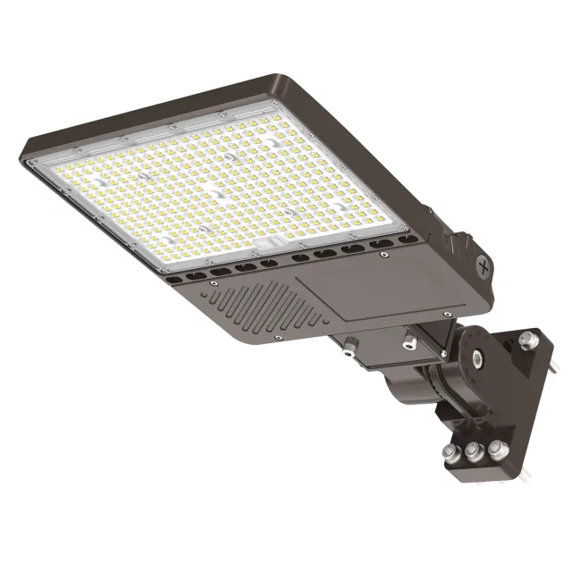 150W LED Shoebox Pole Light with Built in Photocell- 23,532 Lumens, 5000K Daylight, Ideal for Universal Mounting (Square/Round) Pole