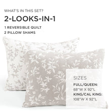 Load image into Gallery viewer, Floral Jacquard Reversible Soft Matelassé 3 Piece Quilt Set
